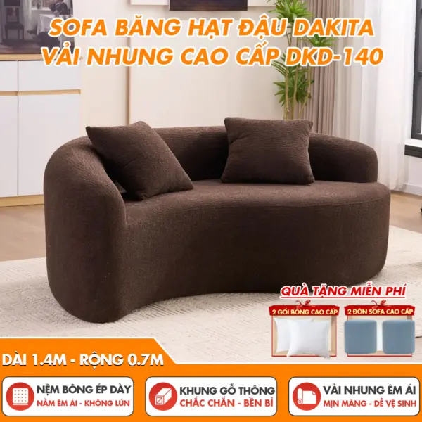 [Rộng 140cm] Sofa Băng Hạt Đậu DAKITA DKD-140 - Vải Nhung Mềm Thoáng Mát